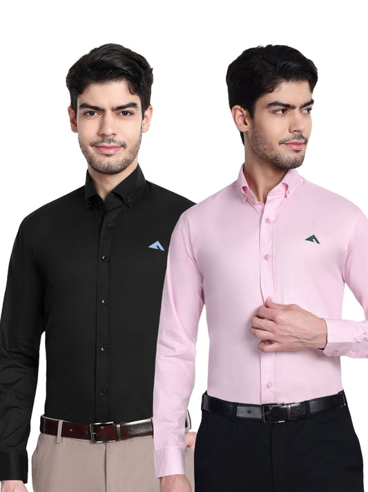 aootfit Combo of 2 Mens Shirt (Pink & Black)